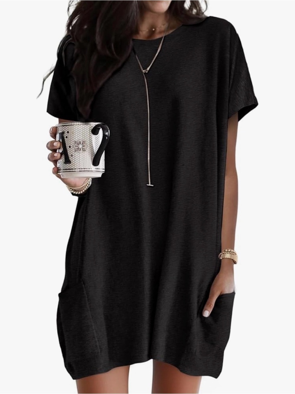 Black Short-Sleeve Pocket Tunic 2xl